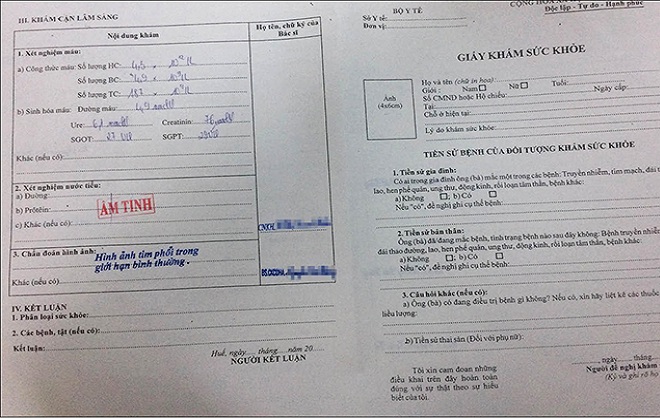 phí khám sức khỏe xin việc 