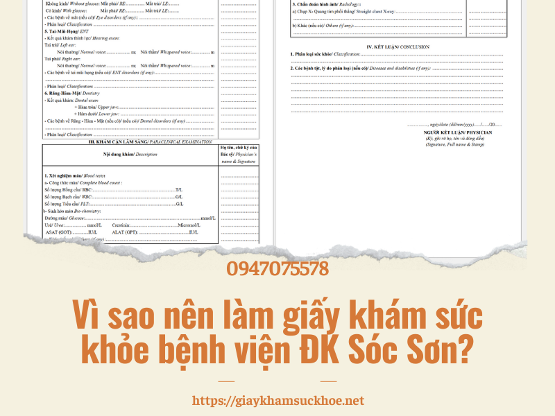 Vì sao bạn cần làm giấy khám sức khỏe bệnh viện ĐK Sóc Sơn?