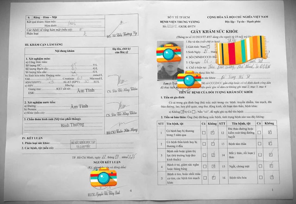 Mẫu giấy khám sức khỏe xin việc A3