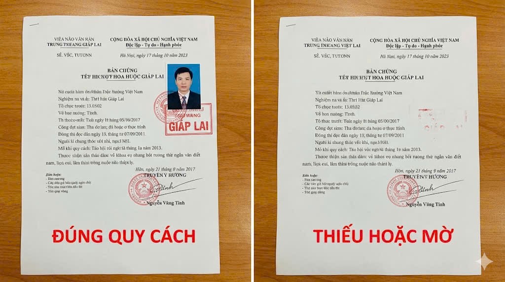 Quy định đóng dấu giáp lai trên ảnh thẻ giấy khám sức khỏe.